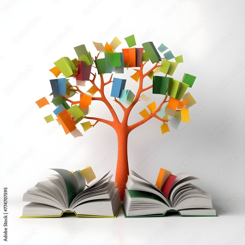 ภาพประกอบสต็อก Education tree of knowledge and open book effective ...