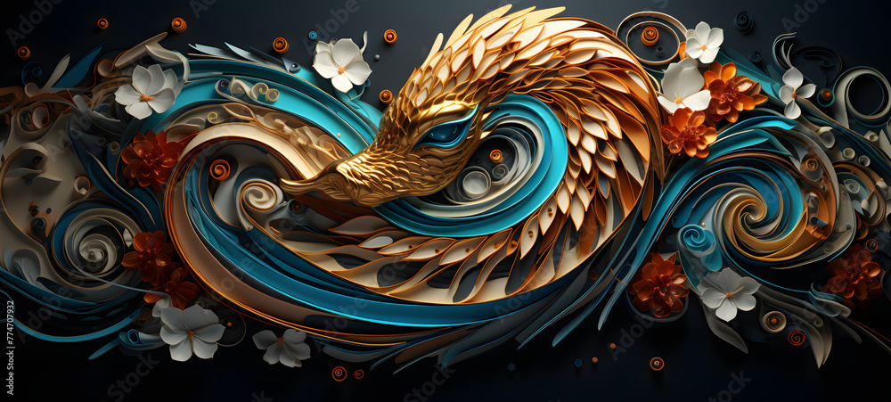 paper quilling snake, ai generative paper quilling snake, ai generative