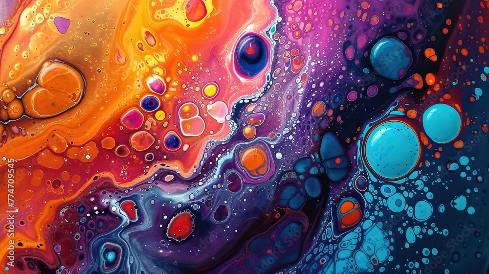 Vibrant abstract acrylic pour painting with a colorful blend of orange, yellow, blue, and white creating a dynamic, fluid art background. Vibrant abstract acrylic pour painting with a colorful blend of orange, yellow, blue, and white creating a dynamic, fluid art background.