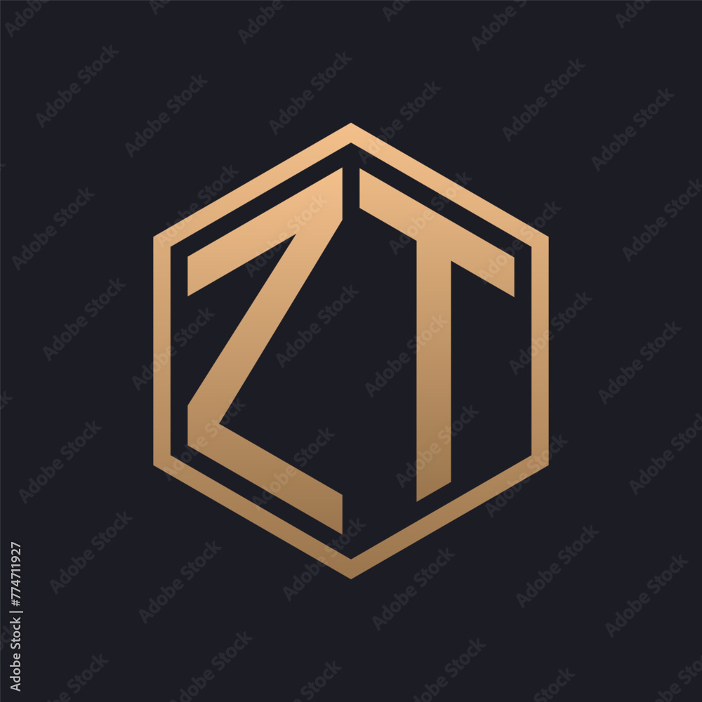 Elegant Hexagon Letter ZT Logo Design. Initial Luxurious ZT Logo Template Elegant Hexagon Letter ZT Logo Design. Initial Luxurious ZT Logo Template