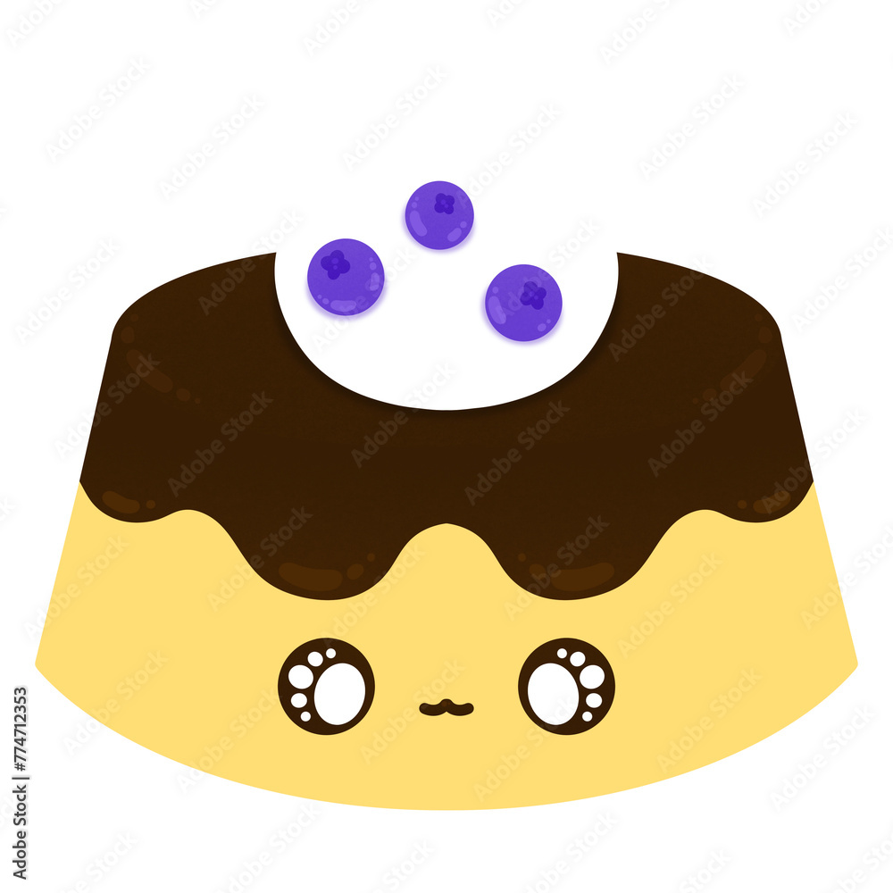 Cute Pudding Mascot Character Kawaii Cartoon illustration Sweet Cartoon ...