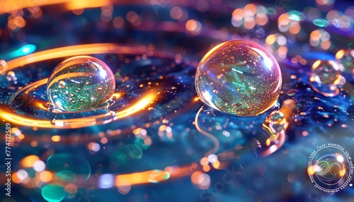 Glowing Bubbles in a Neon Ocean Generative AI