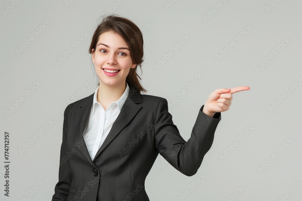 Confident Businesswoman Pointing Right: Copy Space Confident Businesswoman Pointing Right: Copy Space