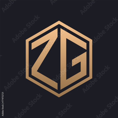 Elegant Hexagon Letter ZG Logo Design. Initial Luxurious ZG Logo Template