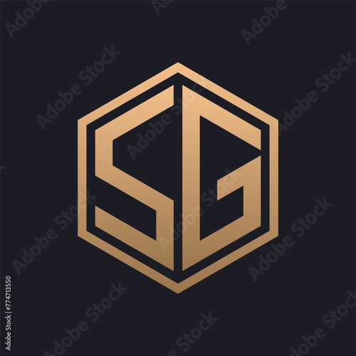 Elegant Hexagon Letter SG Logo Design. Initial Luxurious SG Logo Template