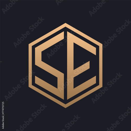 Elegant Hexagon Letter SE Logo Design. Initial Luxurious SE Logo Template