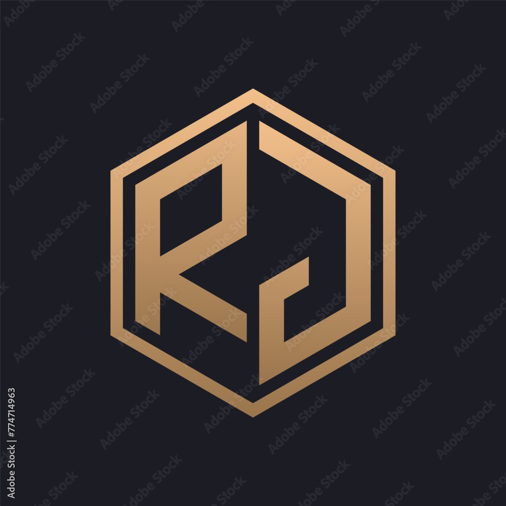 Elegant Hexagon Letter RJ Logo Design. Initial Luxurious RJ Logo Template Elegant Hexagon Letter RJ Logo Design. Initial Luxurious RJ Logo Template