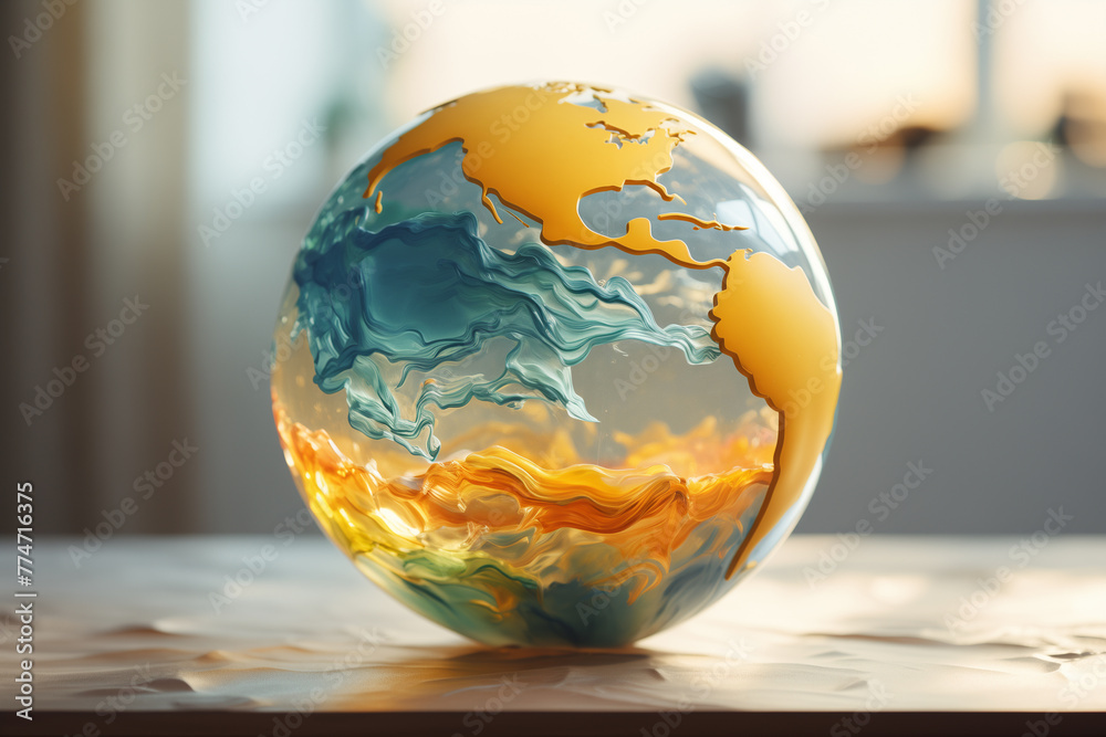 World environment and Earth Day concept with colorful globe and eco friendly enviroment. - obrazy, fototapety, plakaty 