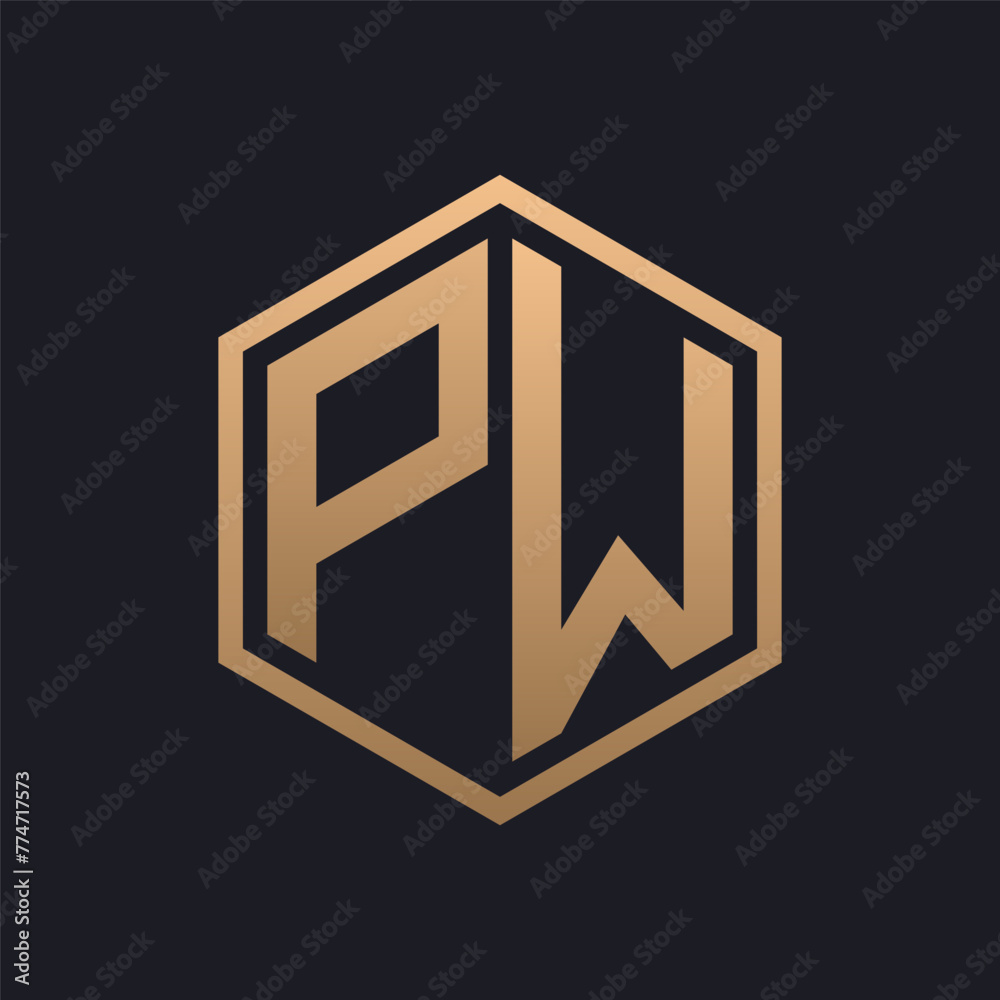 Elegant Hexagon Letter PW Logo Design. Initial Luxurious PW Logo Template Elegant Hexagon Letter PW Logo Design. Initial Luxurious PW Logo Template