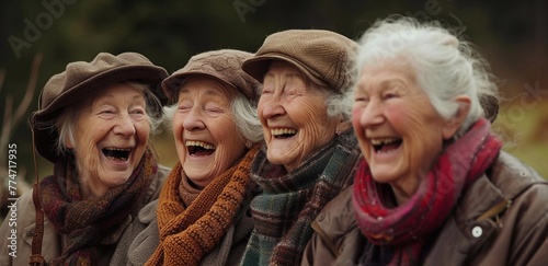 Group of senior women together in nature