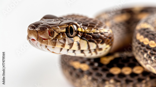 Close up of a snake isolated on white
