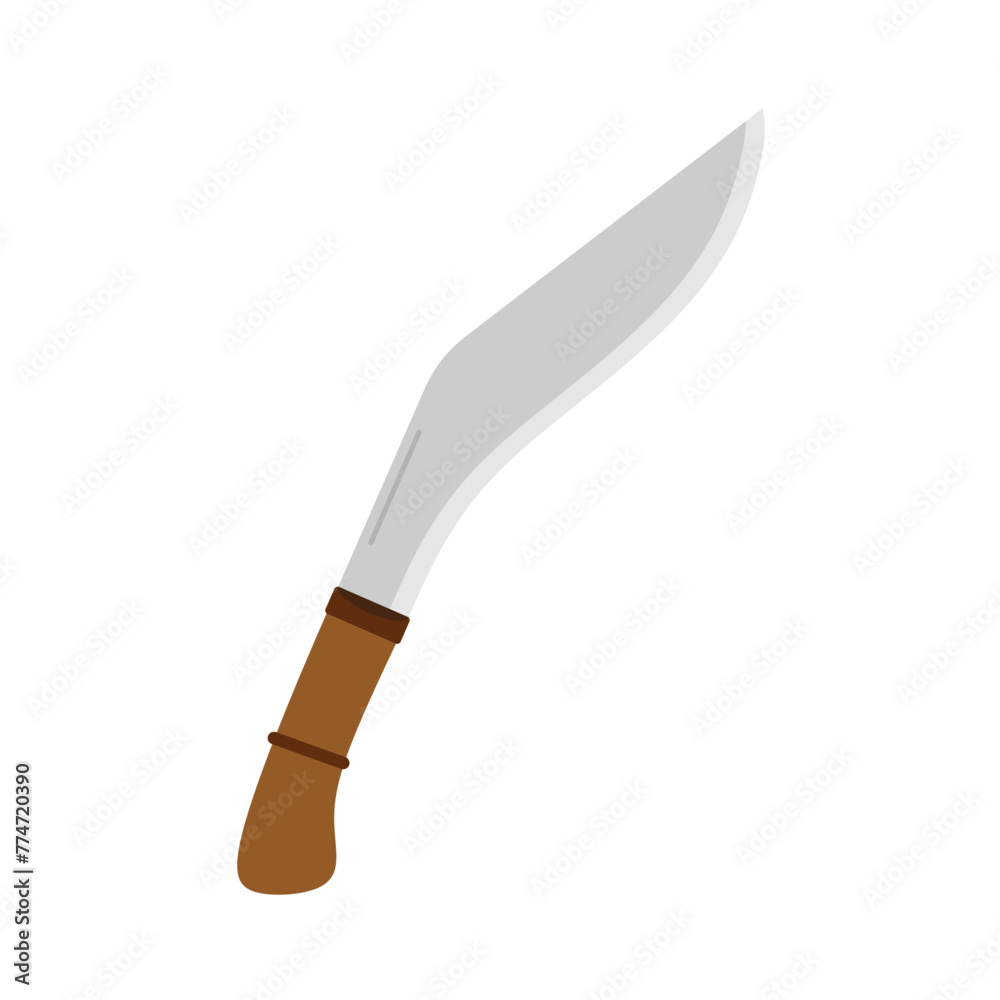 kukri knife flat design vector illustration. Gurkha knife icon in trendy flat style isolated on white background. Machete, Infantry Kukri blade flat color kukri knife flat design vector illustration. Gurkha knife icon in trendy flat style isolated on white background. Machete, Infantry Kukri blade flat color