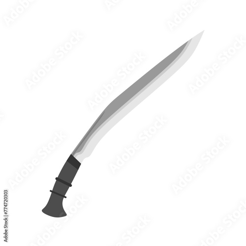 kukri knife flat design vector illustration. Gurkha knife icon in trendy flat style isolated on white background. Machete, Infantry Kukri blade flat color photo