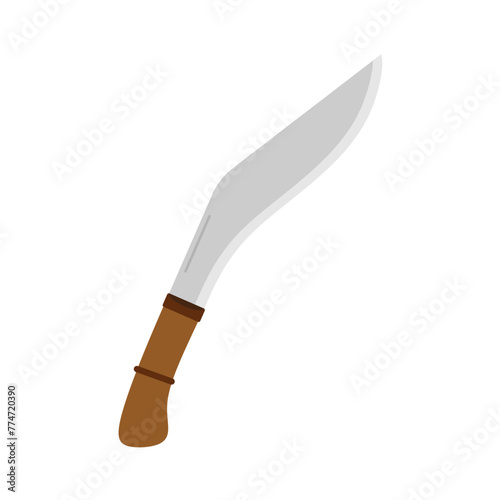 kukri knife flat design vector illustration. Gurkha knife icon in trendy flat style isolated on white background. Machete, Infantry Kukri blade flat color photo