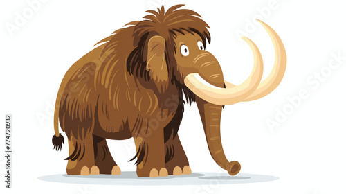 Cartoon mammoth isolated on white background Flat vector