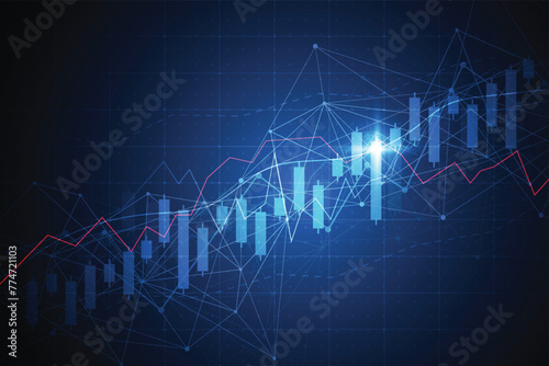 Business candle stick graph chart of stock market investment trading on white background design. Bullish point, Trend of graph. Vector illustration