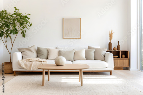 Boho interior design of modern living room, home. © Vadim Andrushchenko