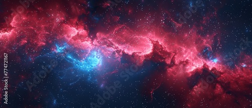 This is a 3D render of the big bang in space, expanding galaxy, abstract blue-red cosmic backdrop, celestial beauty of the universe, speed of light, fireworks, neon glow, stars in outer space, photo