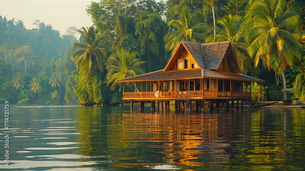 Fototapeta premium Landscape with trees, sea, forest, natural beauty.