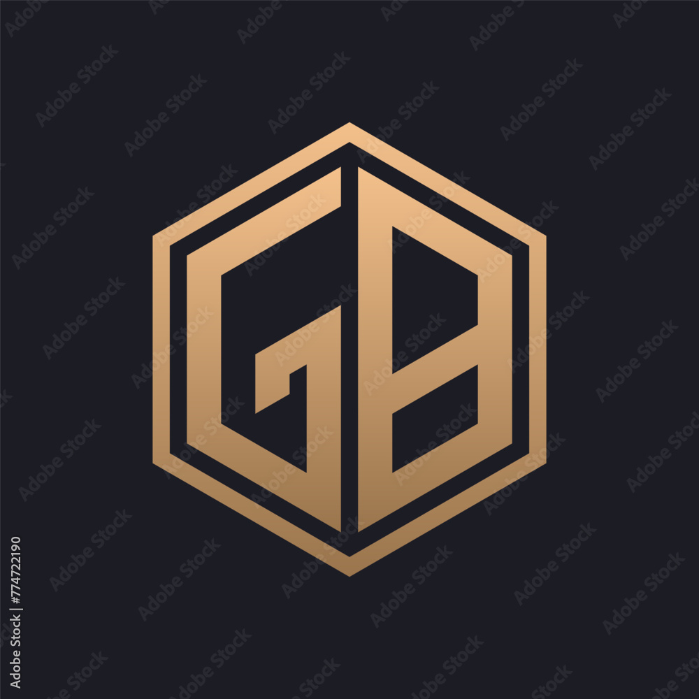 Elegant Hexagon Letter GB Logo Design. Initial Luxurious GB Logo Template
