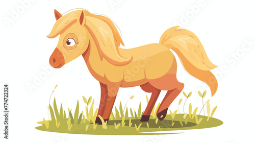 Cartoon pony horse Flat vector isolated on white background
