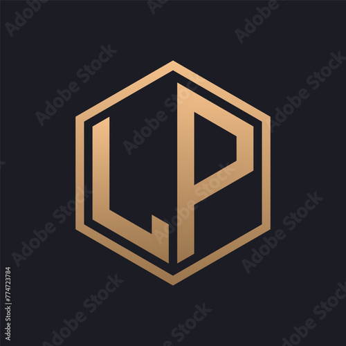 Elegant Hexagon Letter LP Logo Design. Initial Luxurious LP Logo Template
