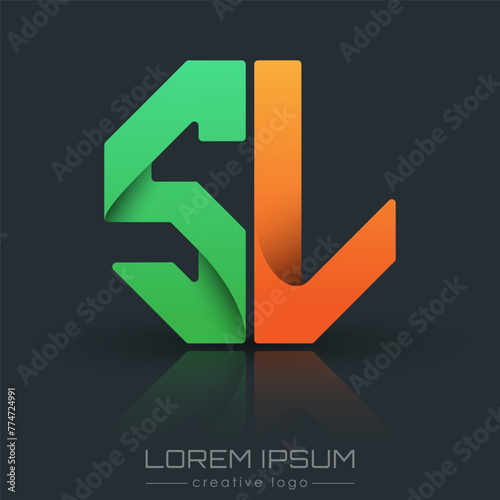Creative design of the letters S and L. A template for a corporate brand, logo, and business card. A recognizable element of the brand name. The idea of thematic creativity