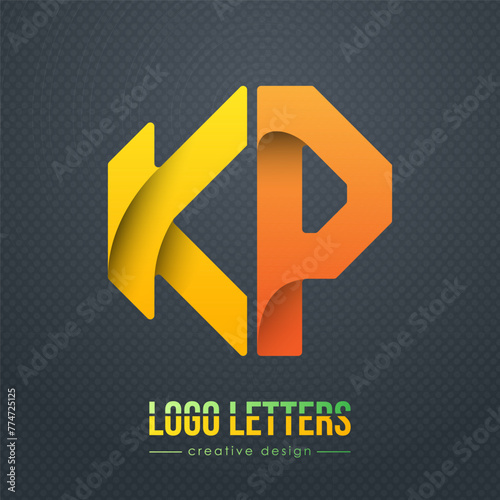 Creative design of the letters K and P. A template for a corporate brand, logo, and business card. A recognizable element of the brand name. The idea of thematic creativity