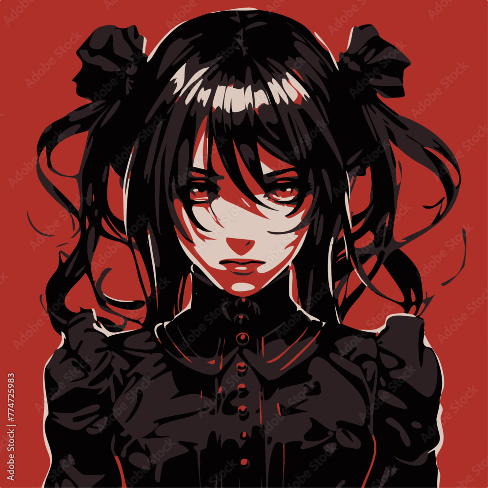 gothic anime girl vector, vampire, anime girl illustration, anime girl ...