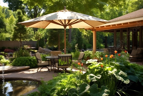 Cantilever Koi Pond Patio: Elegant Shade Solution with Inspiration © Michael