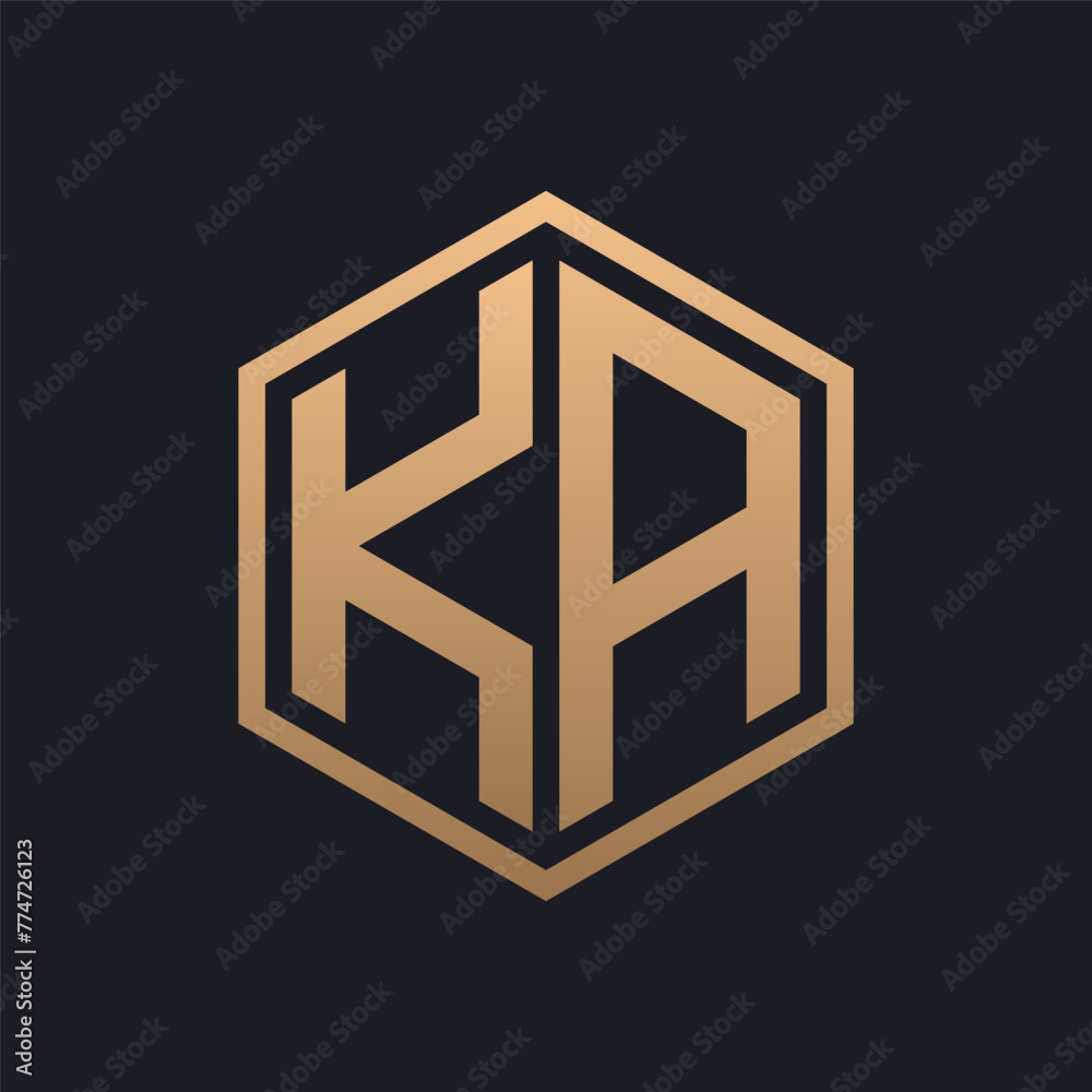 Elegant Hexagon Letter KA Logo Design. Initial Luxurious KA Logo Template Elegant Hexagon Letter KA Logo Design. Initial Luxurious KA Logo Template