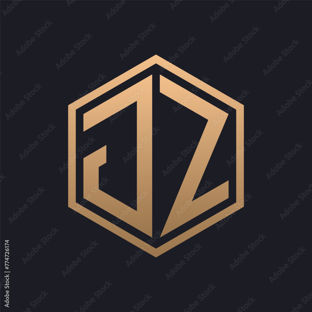 Elegant Hexagon Letter JZ Logo Design. Initial Luxurious JZ Logo Template Elegant Hexagon Letter JZ Logo Design. Initial Luxurious JZ Logo Template