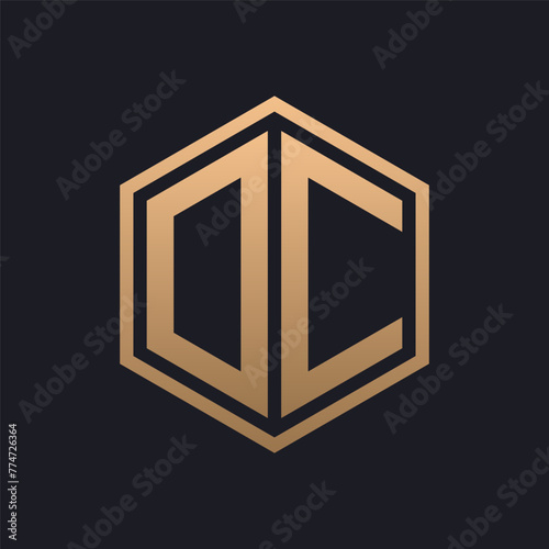 Elegant Hexagon Letter DC Logo Design. Initial Luxurious DC Logo Template