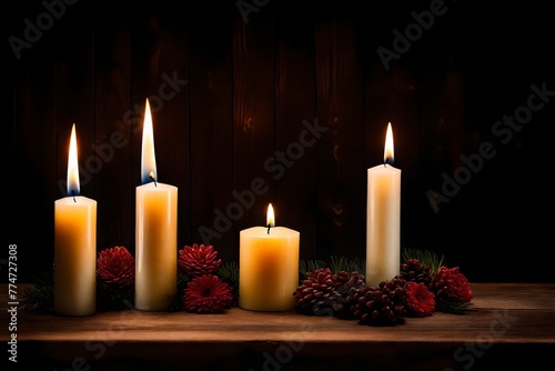 burning candles on a dark background