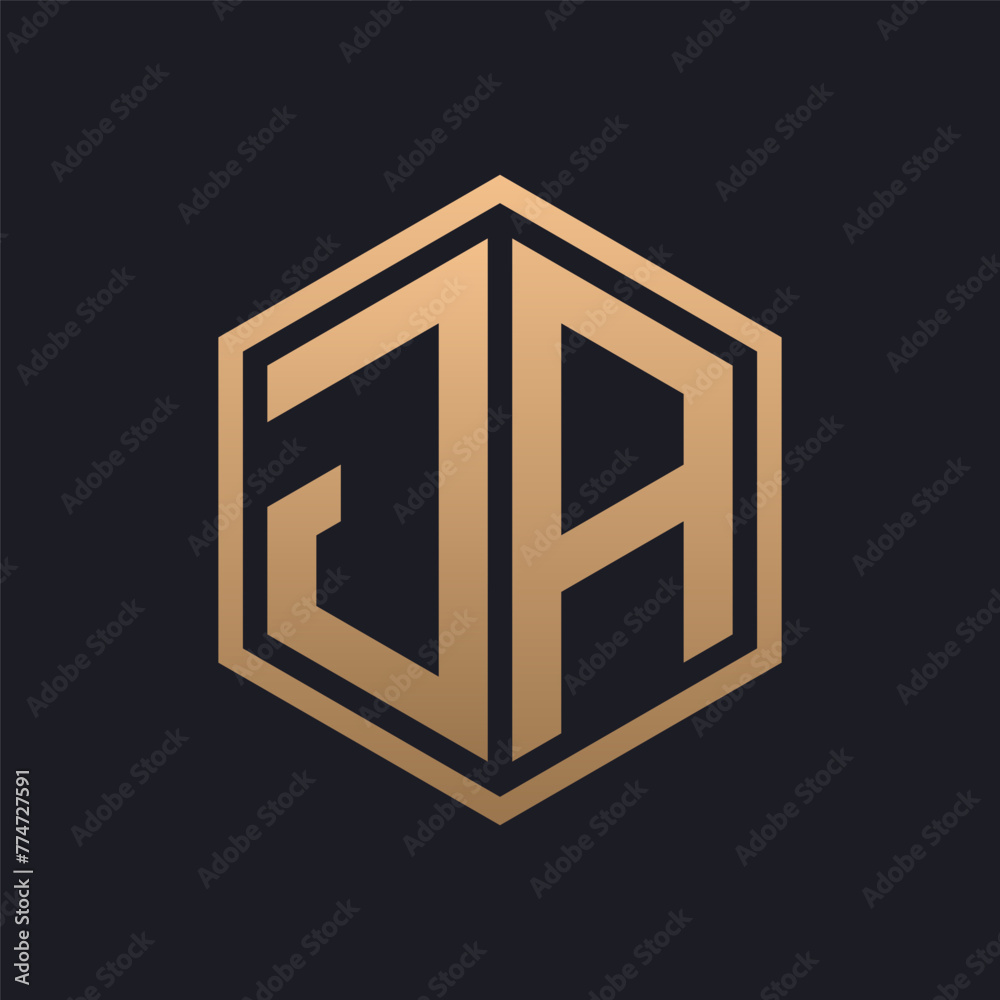 Elegant Hexagon Letter JA Logo Design. Initial Luxurious JA Logo Template Elegant Hexagon Letter JA Logo Design. Initial Luxurious JA Logo Template