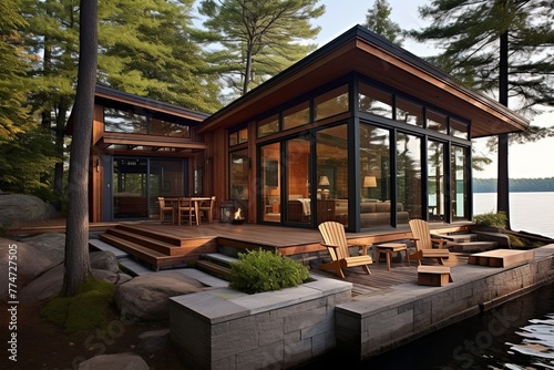 Wooden Accents Serene Lakeside Cabin Designs: Embracing a True Cabin Atmosphere