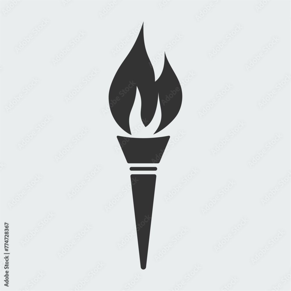 Burning torch light. Stock illustration.