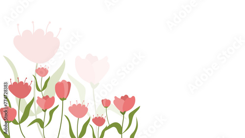 Abstract tulip flower background Vector design floral border frame minimal pink garden