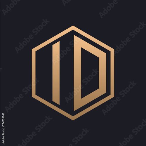 Elegant Hexagon Letter ID Logo Design. Initial Luxurious ID Logo Template