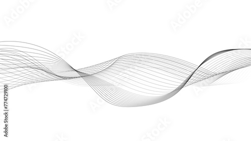 Abstract gray wave lines. Abstract wave line for banner, template, wallpaper background with wave design. Technology abstract lines on white background. Undulate Grey Wave Swirl