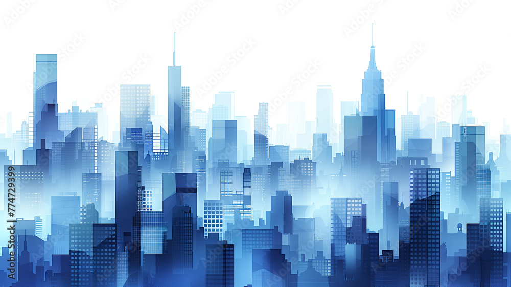 Manhattan at Dusk, Cityscape Skyline Illustration