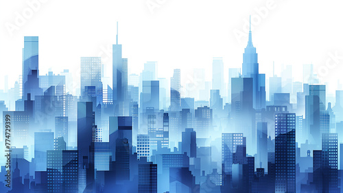 Manhattan at Dusk  Cityscape Skyline Illustration