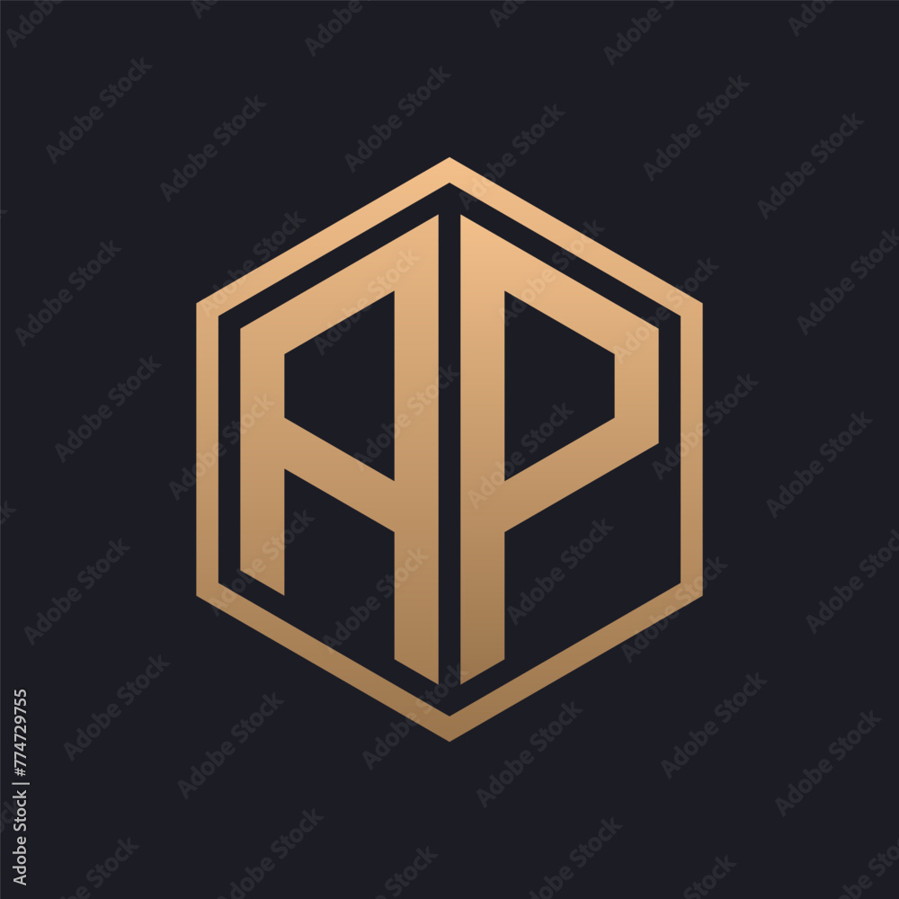 Elegant Hexagon Letter AP Logo Design. Initial Luxurious AP Logo Template