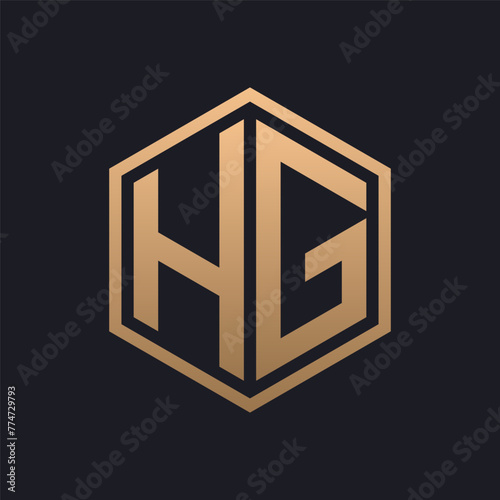Elegant Hexagon Letter HG Logo Design. Initial Luxurious HG Logo Template
