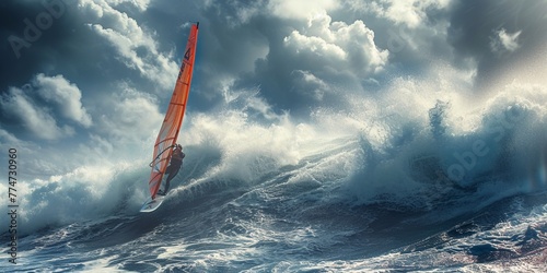 Professional big wave windsurfing in Maui Hawaii photo