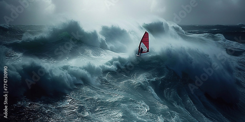 Professional big wave windsurfing in Maui Hawaii