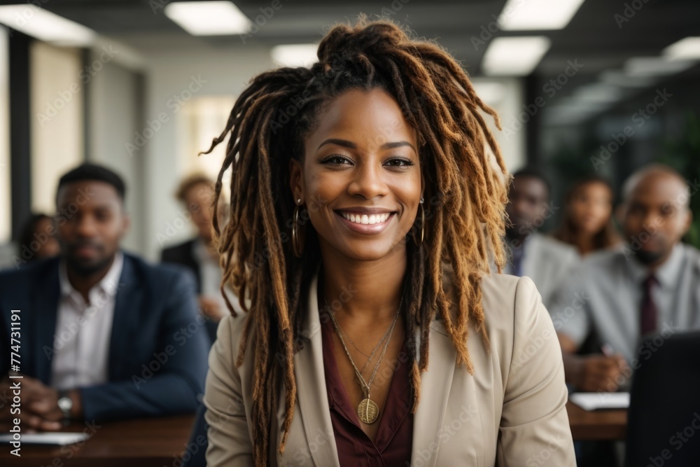 A woman with dreadlocks is smiling at the camera A woman with dreadlocks is smiling at the camera