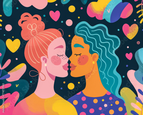 Colorful vibrant lgbt community pride celebration. Concept illustration on lgbt community.