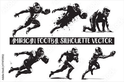 American Football Silhouette Vector line art design, football silhouette clipart.