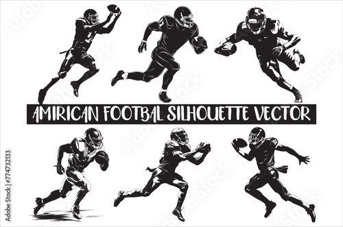 American Football Silhouette Vector line art design, football silhouette clipart.